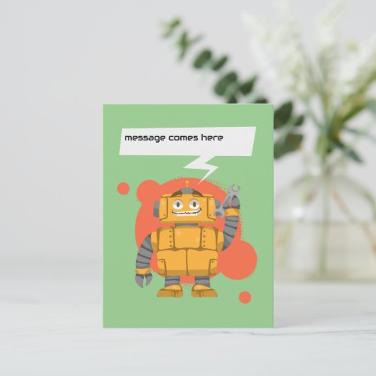 Robot Custom-Meldung Postkarte (Stehend Vorderseite)