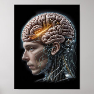 Robot Cyborg Brain Artificial Intelligence Poster