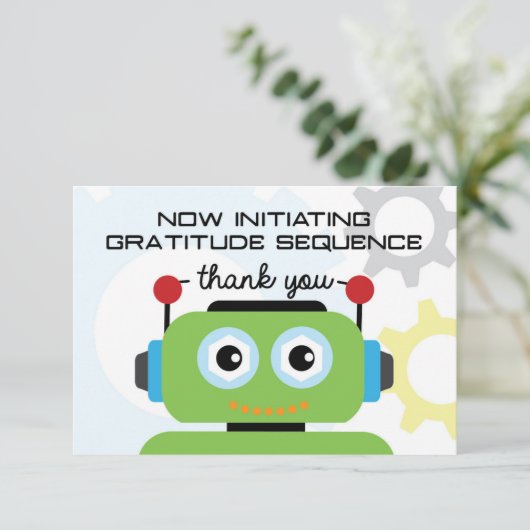Robot Dankeschön Karte | Robot Party Vielen Dank (Stehend Vorderseite)