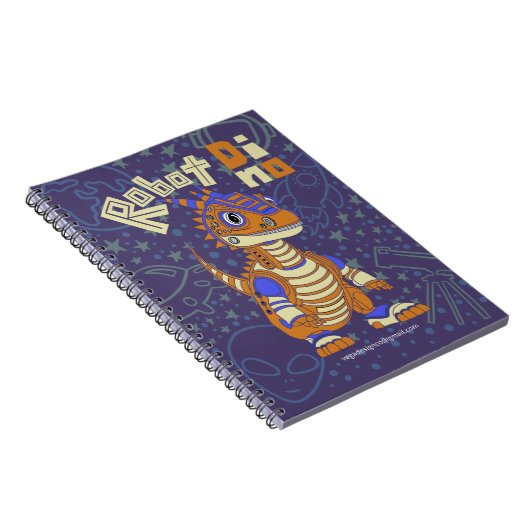 Robot Dino Spiral Notebook Notizblock (Rechte Seite)