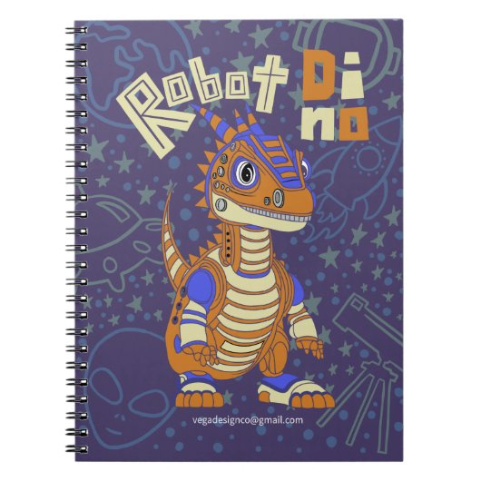 Robot Dino Spiral Notebook Notizblock (Vorderseite)