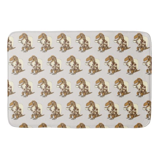 Robot Dinosaur Drinking Coffee Badematte (Vorderseite)