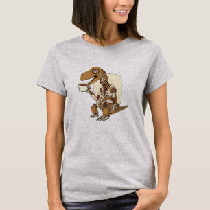 Robot Dinosaur Drinking Coffee T-Shirt