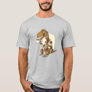 Robot Dinosaur Drinking Coffee  T-Shirt