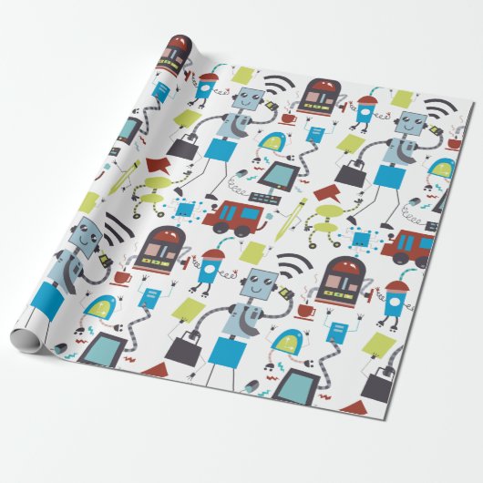 Robot Doodles Geschenkpapier (Ungerollt)