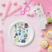 Robot Doodles Pappteller (Party)