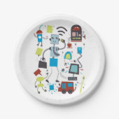 Robot Doodles Pappteller (Vorderseite)