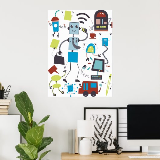 Robot Doodles Poster (Heimbüro)