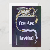 Robot Dragon Writing in Scroll Einladung (Vorne/Hinten)