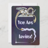 Robot Dragon Writing in Scroll Einladung (Vorderseite)