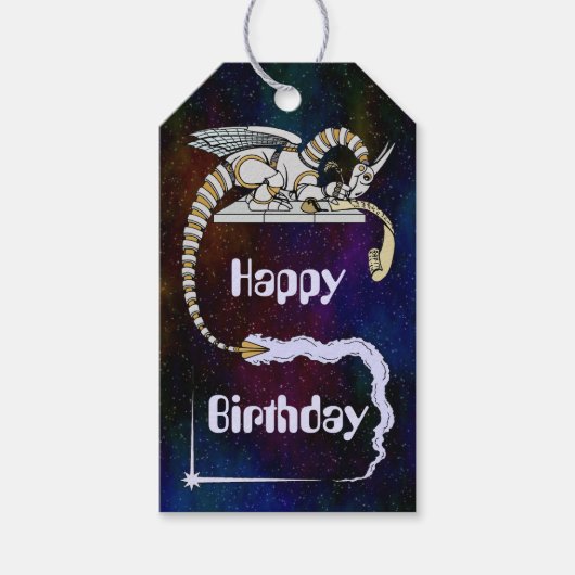 Robot Dragon Writing in Scroll Geschenkanhänger (Vorderseite)