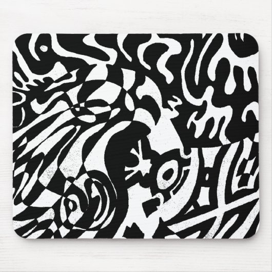 "Robot Dreams" Abstrakte Kunst im B&W Mousepad (Vorne)