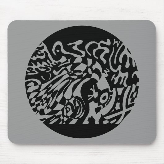 "Robot Dreams" Abstrakte Kunst im B&W Mousepad (Vorne)