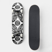"Robot Dreams" Abstrakte Kunst im B&W Skateboard (Vorderseite)