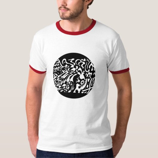 "Robot Dreams" Abstrakte Kunst im B&W T-Shirt (Vorderseite)