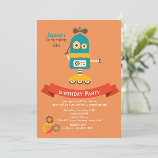 Robot-Einladung Einladung (Stehend Vorderseite)