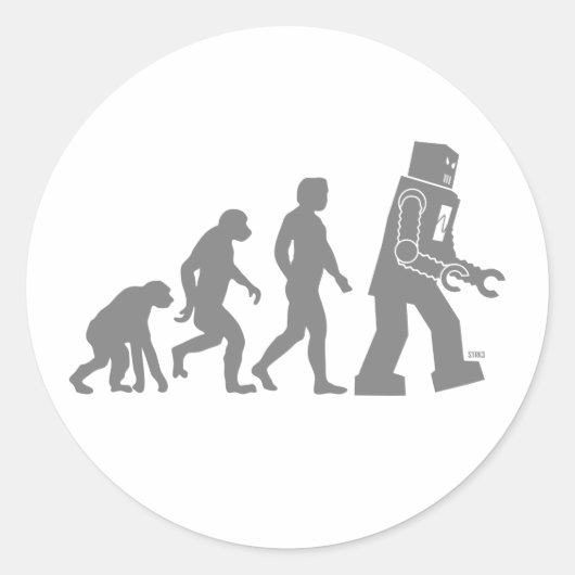 Robot-Evolution Runder Aufkleber (Vorderseite)
