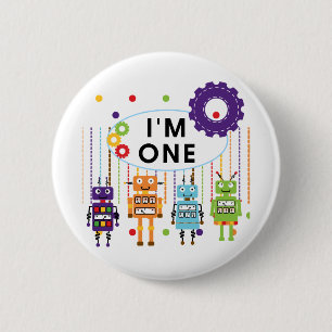 Robot First Birthday Tshirts und Geschenke Button