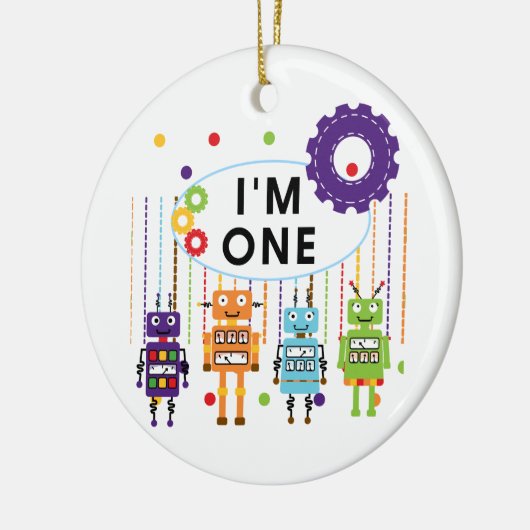Robot First Birthday Tshirts und Geschenke Keramikornament (Links)