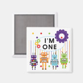 Robot First Birthday Tshirts und Geschenke Magnet (Vorderseite/Rückseite)