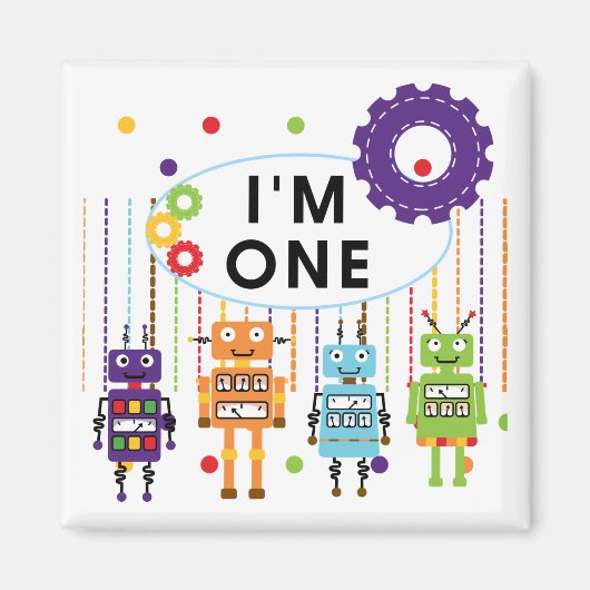 Robot First Birthday Tshirts und Geschenke Magnet (Vorne)