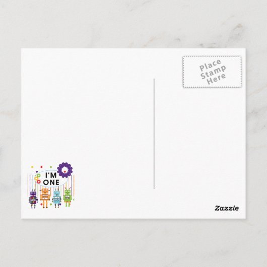 Robot First Birthday Tshirts und Geschenke Postkarte (Rückseite)