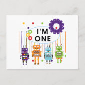Robot First Birthday Tshirts und Geschenke Postkarte (Vorderseite)