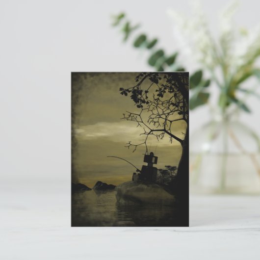 Robot Fishing Postcard Postkarte (Stehend Vorderseite)