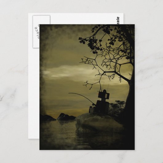 Robot Fishing Postcard Postkarte (Vorne/Hinten)