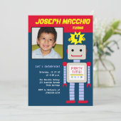 Robot-Foto-Einladungen Einladung (Stehend Vorderseite)