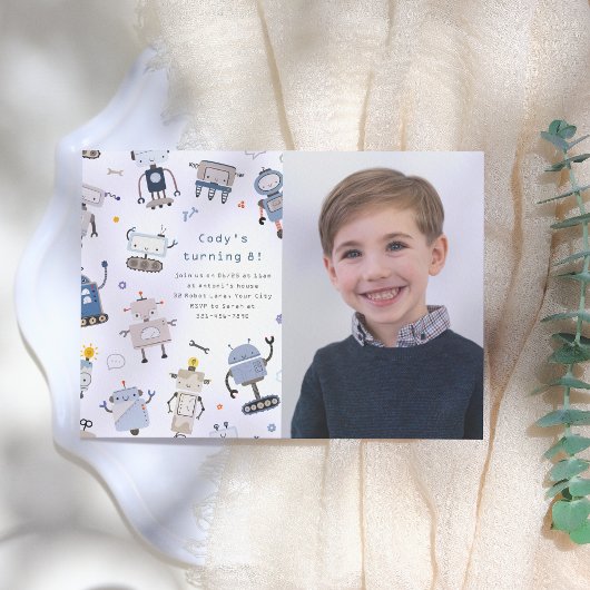 Robot Foto Geburtstagsparty Einladung