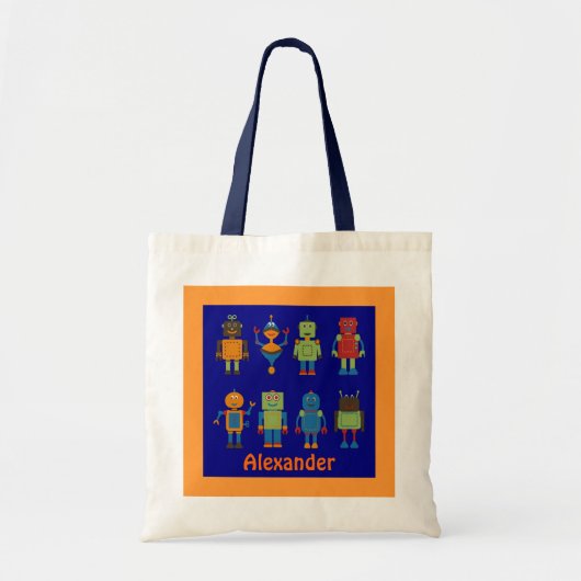 Robot Freunde personalisierte Tasche für Kinder (Vorne)