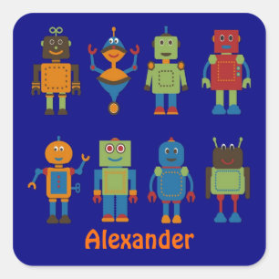 Robot Friends Child's Personalisierter Aufkleber