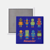 Robot Friends Child's Personalisierter Kühlschrank Magnet (Vorderseite/Rückseite)