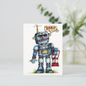 Robot Fun! Postkarte (Stehend Vorderseite)