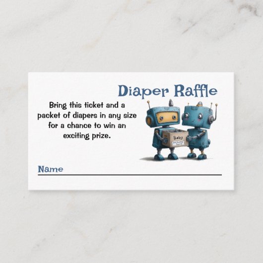 Robot Gearing Up for Baby & Books Diaper Raffles Begleitkarte (Vorderseite)