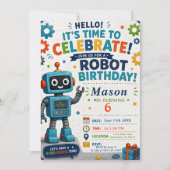 Robot Geburtstagsfeier Einladung (Vorderseite)