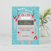 Robot-Geburtstagsfeier Einladung (Stehend Vorderseite)