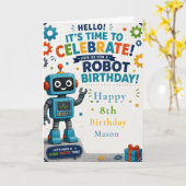 Robot Geburtstagsfeier Karte (Gelbe Blume)