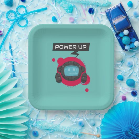 Robot-Geburtstagsparty Pappteller (Party)