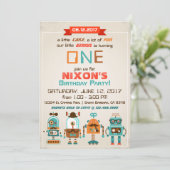 Robot Genius Future Builder Geburtstag Einladung (Stehend Vorderseite)