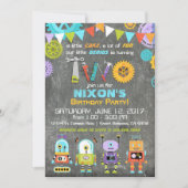 Robot-Genius-Gears-Tools - Kopfkappe Geburtstag Einladung (Vorderseite)