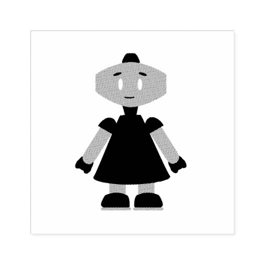 Robot Girl Cartoon Gummistempel (Prägung)