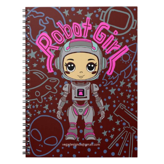 Robot Girl Spiral Notebook Notizblock (Vorderseite)