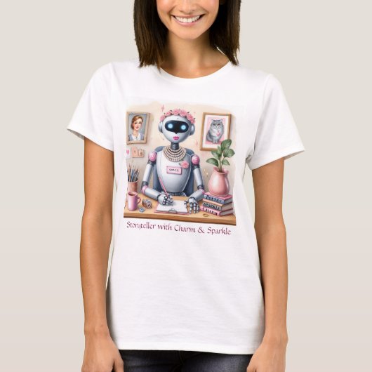 Robot Grace Storyteller Poeteller Charm Sparkle Pi T-Shirt (Vorderseite)