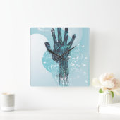 Robot Hand Wall Clock Quadratische Wanduhr (Zuhause)
