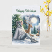 Robot Happy Holidays Tech Girl Karte (Gelbe Blume)