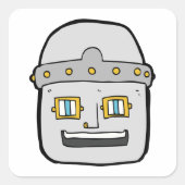 Robot Head Square Sticker (Vorderseite)