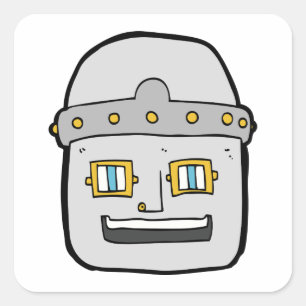 Robot Head Square Sticker