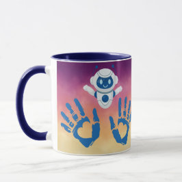 Robot Heart Hands on Sunset Gradient Tasse